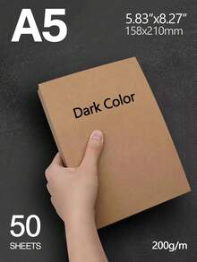50pcs A4 Dark Kraft Paper Sheets, 200gsm, 8.3x11.7 Inches - Perfect For DIY Crafts, Invitations & Card Making,School Supplies,Back To School