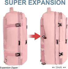 Vancropak Mochila de Viaje 10kg Avion, 40L Grande Expandible, Impermeable Viral Maleta Mano, Equipaje Mujeres y Hombres Universitaria, Aprobada para Vuelos, Negro - ROSA - Ver 6