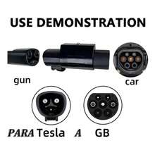 Adaptador para vehículo eléctrico de 32 A, cargador compatible con Tesla BYD, JAC, SKYWELL, FOTON a GBT EVSE - Negro - Ver 2