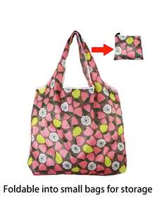 1pc Reusable Grocery Shopping Bag,Foldable Tote Bag With Handles,Large Capacity Shopper Bag,Foldable Tote Bag,Multi Functional Storage Bag,Shopping Bag, Folding Bags,Supermarket Shopping Bags,Creative Portable Printed Hand-Held Storage Bags,For Carrying Groceries, Shopping