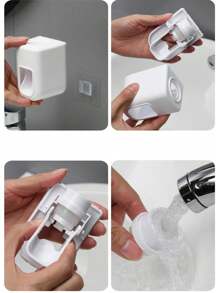 1pc Automatic Toothpaste Dispenser, Wall-Mounted Bathroom Accessories, Waterproof Toothpaste Squeezer Toothbrush Holder, Wall-Mounted Automatic Toothpaste Dispenser Slouchy Person's Gadget For Bathroom, Bathroom Supplies, Household Necessities