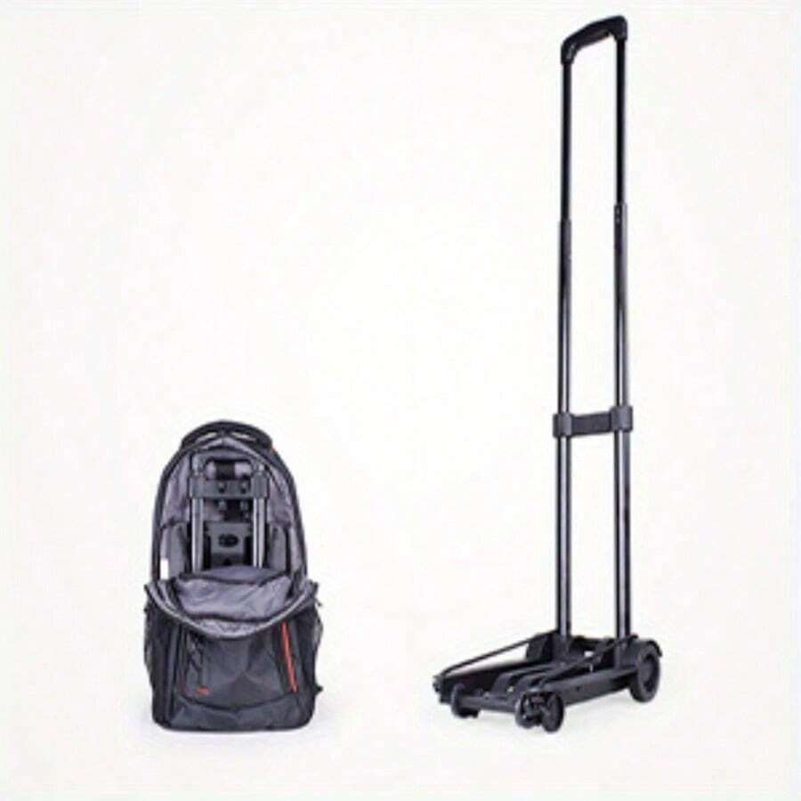 Folding Hand Truck With 4 Wheels, Lightweight Dolly Cart With Wheels Foldable, Expandable Baseplate Utility Luggage Cart Compact For Travel, Moving And Office Use, Easy To Store - màu đen - Xem 1