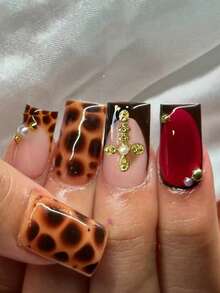 Bộ 24 miếng dán móng tay hình chữ nhật họa tiết da báo Y2K giúp nâng tầm phong cách của bạn! Bộ móng giả acrylic kiểu Pháp này bao gồm 1 miếng gel dẻo và 1 dũa móng, vừa khít với móng tay của bạn. Dễ sử dụng, phù hợp cho mùa hè và kiểu móng Pháp, lý tưởng cho công việc hàng ngày, các bữa tiệc và nhiều dịp khác, hoàn hảo cho phụ nữ và các cô gái. Dụng cụ làm móng - Nhiều màu - Xem 9