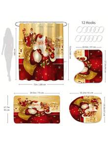 3pcs Christmas Bathroom Set: Toilet Seat Cover, Bath Mat And Rug - Machine Washable, Anti-Slip, U-Shaped Design, Ideal For Holiday Decoration