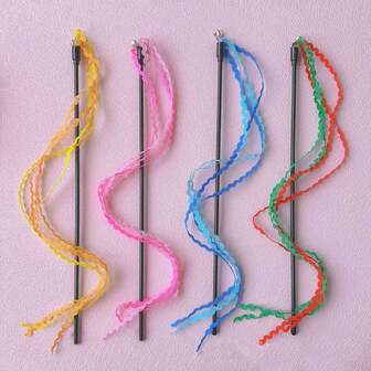 带声音的多色互动猫玩具，用于室内猫追逐和锻炼的逗猫棒，猫玩具宠物用品