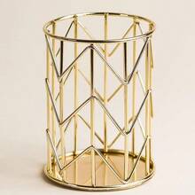 Pen Holder For Desk Gold Metal Pen Holder Makeup Brushes Cup Pencil Holders Office&Home Organizer,Stationery,Back To School,Bag,Case - Single Piece - View 5