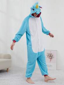 Men Funny Animal One-Piece Pajamas With Pockets And Hood, Machine Washable, Perfect For Christmas Or Casual House Wear, Unisex Funny Pajamas, Can Be Worn Outside.