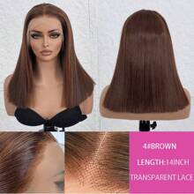 180°密度 16英寸高清 13x6 13x4 蕾丝前额短直波波头假发 #4 巧克力棕色 巴西原生发 混合假发 5x5 即戴即走 预剪裁 3秒佩戴 无胶假发 含纤维 30英寸长假发 初学者 - 棕色 - 查看 3