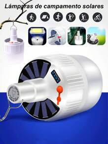 1 Pieza Luz Led Para Tienda De Campaña Recargable Por Usb, Lámpara solar LED con para camping,Súper Brillante Con Gancho Para Colgar, Luz Portátil De Ahorro De Energía Led Con Batería Recargable, Perfecto Para Acampar Al Aire Libre, Pescar, Reparar Coches, Iluminación De Emergencia, Puestos De Mercado Nocturno, luces portátiles para exteriores, accesorios de camping. - Multicolor - Ver 2