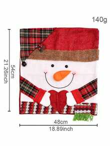 1pc Christmas Non-Woven Fabric Chair Cover, Home Decor Santa Claus Doll Chair Slipcover, Suitable For Hotel, Mall, Home, Living Room, Christmas Holiday Decoration