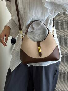 女士手提包和单肩包，时尚优雅简约商务休闲复古马鞍包，棕色 - 棕色 - 查看 9