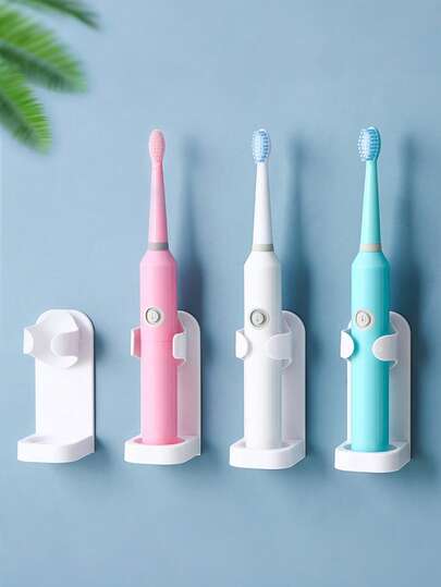 1/2/4 st. hållare för elektrisk tandborste utan borr, väggmonterad tandborsteställning för hushållet, förvaring av badrumstandborste, tandborsteorganisatör, badrumsinredning, höstdekoration för skolstart, passar 90 % elektriska tandborstar, enkel installation, badrumsprylar, badrumstillbehör, hushållsartiklar