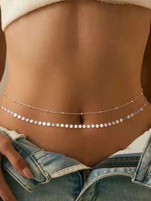 Gold Waist Chain For Women, Sexy Layered Belly Waist Chain Waterproof Beads Chain Summer Non Tarnish Body Chain Jewelry Gifts For Women