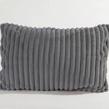 1 pieza Funda de almohada de piel de conejo sintética a rayas, sin relleno de almohada, con cierre de cremallera, funda de almohada suave y acogedora, extraíble y fácil de usar para un sueño cómodo - Gris - Ver 3