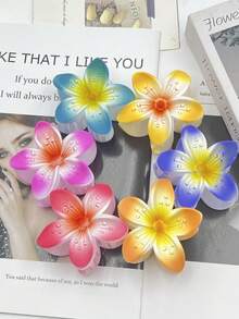1个/5个/8个装芙蓉花/夏威夷花休闲ABS塑料（ABS树脂）2025新款夏威夷鸡蛋花百合花发夹，时尚简约发爪，流行鸡蛋花发饰，适合假日、旅行、派对、生日、办公室、海滩等场合，时尚发爪夹，秋季配饰，秋季发夹，冬季配饰，适合度假装扮，女士夏季 - 彩色 - 查看 19