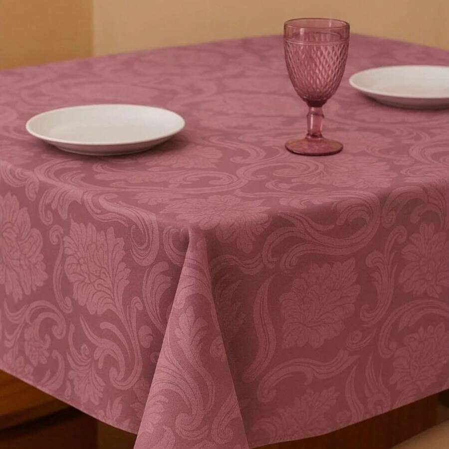 Durable And Elegant Rectangular Jacquard Fabric Tablecloth 4/6/8 Seats Luxury Promotion - 紅木色 - 查看 1
