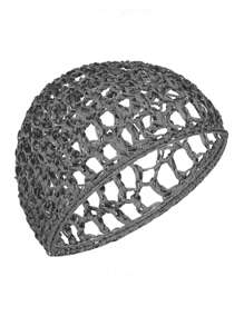 1pc Women's Soft Rayon Knitted Crochet Hair Net, Long & Short Curly Hair Cover (Black) - Black - View 11