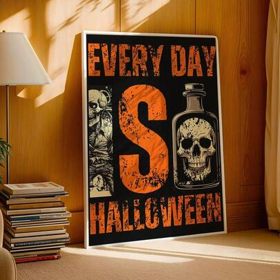 1pc Frameless Halloween Art Print - "EVERY DAY IS HALLOWEEN" Spooky Wall Decor For Goth Aesthetic, Dorm Room, Fall Home Decoration & Unique Gift For Horror Lovers Halloween Decor Christmas Decoration Thanksgiving Wedding Home Decor Home Decor Fall Decor Autumn Decor Birthday Decorations For Gifts Party Supplies Indoor Holiday Festival Decor Wall Decor Halloween Ornaments
