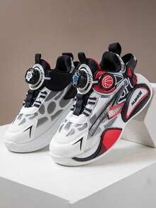 Back To School Boys' Shoes 2023 Spring New Rotating Buckle Basketball Shoes, Durable Non-Slip Sports Shoes For Big Kids, Girls' Sports Shoes