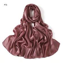 Solid Color Wide Stripe Lace Scarf – Satin Silk-Like Hijab & Shawl (Breathable & Lightweight) - A - View 8