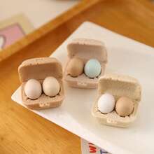 3 cajas de huevos de gallina miniatura realistas para casa de muñecas con bandejas, accesorios de cocina de casa de muñecas de color aleatorio, juguetes de modelo - multicolor - Ver 7