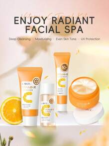 مجموعة ترطيب وتفتيح LAIKOU VITAMIN C TRAVEL KIT 4 قطع (مطهر صحي للوجه 20جرام ومرطب مائي للبشرة 20 مل ومرطب للوجه بالتغذية 8 جرام ولوشن واقي الشمس ذو الطيف العريض SPF50 + 10 جرام)، حقيبة هدايا للعناية بالبشرة العميقة للنساء والفتيات ومنتج للعناية بالبشرة المضادة للأكسدة، سبا للسفر والتخييم والتسلق، ومجموعة العناية بالبشرة في الهواء الطلق