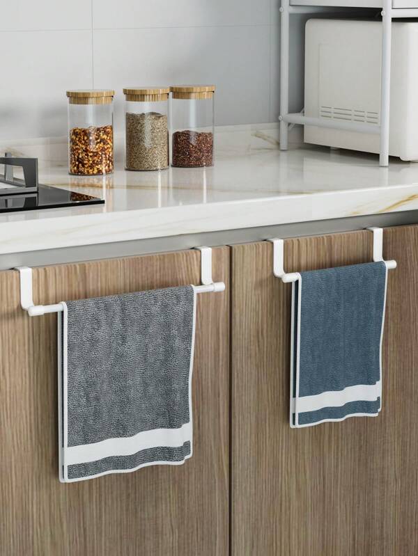 1 buc Suport pentru prosoape pentru ușă de dulap - Cârlig fără perforații, montat pe ușă, potrivit pentru bucătărie, baie și dulapuri - Poate agăța prosoape și cârpe - Instalare ușoară, Organizare bucătărie, Depozitare baie, Accesorii moderne pentru casă