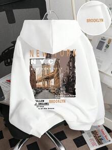 Tween Boy Landscape Graphic Warm Hooded Sweatshirt - White - View 1