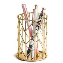 Pen Holder For Desk Gold Metal Pen Holder Makeup Brushes Cup Pencil Holders Office&Home Organizer,Stationery,Back To School,Bag,Case - Single Piece - View 2