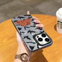 Ốp lưng điện thoại cá nhân hóa hình quả bí ngô và con dơi tương thích với iPhone 16 Pro Max, 15/14 Plus, 13, 12, 11 - Khung đen Xám bạc - Xem 6