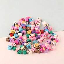 50 piezas/100 piezas Cuentas de arcilla polimérica con patrones de animales mixtos cortadas para hacer joyas DIY, accesorios para pulseras y collares