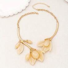 1pc Vintage Bohemian Exaggerated Metallic Magnolia Flower Resin Elegant Accessory, Suitable For Holidays, Birthdays, Dates, Balls, Parties, Vacations, Outings - Magnolia - View 8