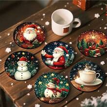 1 set/4 buc/6 buc suporturi de pahare cu model de turtă dulce și brad de Crăciun, suporturi de pahare cu noroi de diatomee, suporturi de pahare pentru cafea, decorațiuni multi-ocazie pentru casă și restaurant, cadouri zilnice, decorațiuni de masă, decorațiuni zilnice, decorațiuni pentru petreceri tematice