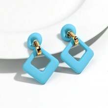 1 对时尚亚克力哑光彩色几何菱形吊坠耳环，适合女性日常佩戴