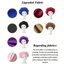 1 Stück atmungsaktive Satin-Seide Schlafkappe, elastisches breites Satin-Band Kappe für Frauen, verstellbare breite Schlafmütze geeignet für langes und lockiges Haar, mit weichem elastischem Band