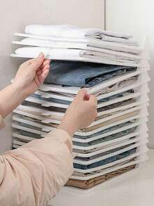 1/5/10pcs Foldable Boards, Wrinkle-Resistant Plastic Wardrobe Storage Boxes, T-Shirt & Shirt Organizer Racks, Suitable For Wardrobe Organization And Storage - Multicolor - View 11