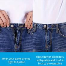 16 件隐形腰扣，适用于宽松牛仔裤，无缝，无需工具，即时更换，可重复使用且可调节的金属裤扣 - 彩色 - 查看 4