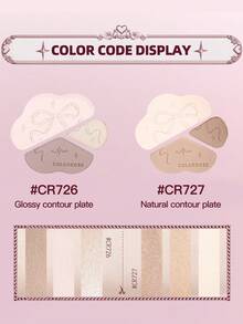 COLORROSE 哑光珠光粉轮廓调色板，轻盈、光滑、天鹅绒般的质地，带镜子，瘦脸鼻，自然渐变，古铜色轮廓和荧光笔一体式调色板 - CR726 - 查看 4