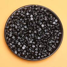 200/600Pcs 6mm Square/7mm Flat Round Acrylic Beads Cross Pattern Beads Loose Spacer Beads For Jewelry Making DIY Bracelets Accessories - Nền đen với chữ trắng/Oblate - Xem 4