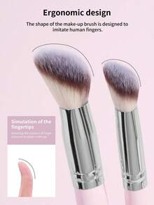MAANGE 2/4/5件套专业化妆刷套装，带纸盒，包含粉扑、散粉刷、腮红刷、粉底刷、修容刷、鼻影刷。柔软刷毛，适用于粉状和液状化妆品，方便旅行携带，是送给女性和女孩的理想礼物。 - 粉色 - 查看 9