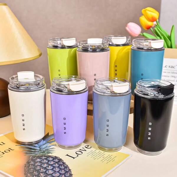 Garrafa e copo térmico portátil com isolamento a vácuo, 11 cores, copo de aço inoxidável 304 com isolamento a vácuo, mantém quente/frio, caneca de viagem portátil, xícara de café para carro, presente ideal para acampamentos ao ar livre, viagens e hidratação doméstica