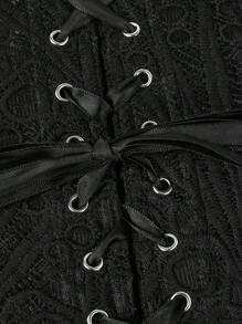 1件薄荷绿纹理薄纱花卉蕾丝镂空露脐吊带背心，适合日常穿着/派对/婚礼吊带上衣 - 黑色 - 查看 8