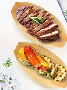 10/20/50 chiếc thuyền đựng thức ăn dùng một lần bằng tre màu be - Khay sushi mini, đĩa khai vị, hộp đựng hình lá dùng cho tiệc nướng BBQ, cắm trại và phục vụ ăn uống, phụ kiện nhà bếp và phòng ăn nhẹ | Thiết kế lá tự nhiên | Hộp đựng - Màu be - Xem 3