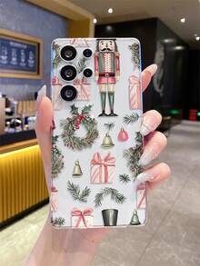 1pc Pink Bow Gift Box Christmas Colorful Rings Jingle Bells Knight Transparent Shockproof TPU Phone Protective Case, Suitable As Holiday Gift For Partner And Friends, Compatible With Apple Xs/Xsmax/Xr/11 12 13 14 15 16pro/Promax/14 15 16plus, Nothing, Pixel, INFINIX, Redmi Series