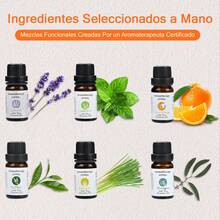 HALMAN 6pc Aceites Esenciales 100% Natural Para Difusor Y Spa,Aceites Esenciales de Aromaterapia, 10ml Aceite Esencial De Aromaterapia Aceite Esencial De Planta Para Humidificador Difusor Aceite De Fragancia De Aroma De Flor De Fruta, Para Desodorización De Sala De Estar Y Baño, para Difusor y Aromaterapia con Caja de Regalo Exquisita (Lavanda. Hierba de Limón, Menta Incluida, Arbol de Té, Eucalipto, Naranja). 6 x 10 ML,Aplicación Aromaterapia, Spray, Baño, Humidificación, Fabricación De Jabón de Manos, Fabricación de Velas. - paquete de 6 - Ver 4