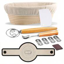 Oval Bread Proofing Baskets, Complete Sourdough Bread Baking Supplies For Beginners & Pros, Bread Making Tool Kit With Cloth Liner Bread Lame Scraper - Multicolor - View 11