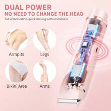 2-In-1 Waterproof Electric Shaver, 400mAh USB Rechargeable, Dual Blade Design For Painless Trimming Of Bikini, Face, Armpit And Leg Hair, IPX7 Waterproof, Ceramic Blade, Portable Multi-Functional Shaver For Men And Women, Ideal Gift For Back To School, Halloween And Christmas - Multicolor - View 10