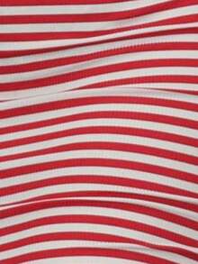 vestido tipo lapiz largo vestido mas top del momento vestido de rayas  vestido basico manga corta pegado al cuerpo para toda la ocasion  A rayas  Color combinado    Casual  Fiesta    ABERTURAS - Rojo - Ver 4