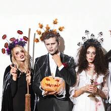 1pc New Halloween Headband With Pumpkin, Spider, Fur Decor, Funny Radial Tinsel Hair Accessory For Halloween Party