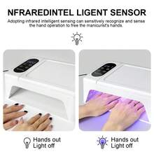 3-In-1 Nail Dryer UV LED Lamp, 96 LED Beads, Auto Sensor, Timer, LED Display Panel, Dual Hand Use - White - Halloween, Christmas, Valentine's Day Gift - EU C Type Plug(220-240V) - View 4